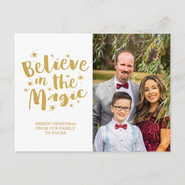 Believe In The Magic Holiday Family Photo  Postcard (Front)
