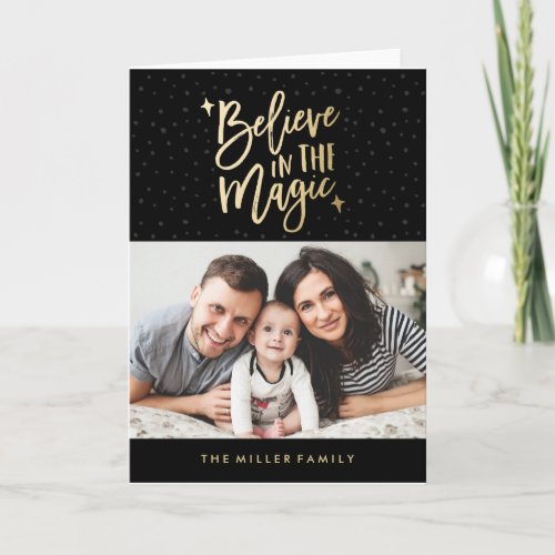 Believe In The Magic Holiday Photo Greeting Card