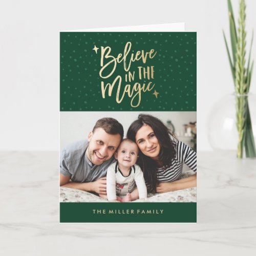 Believe In The Magic Holiday Photo Greeting Card