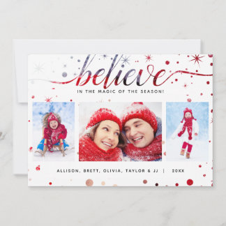 BELIEVE in the Magic Holidays Matching Text Effect Holiday Card