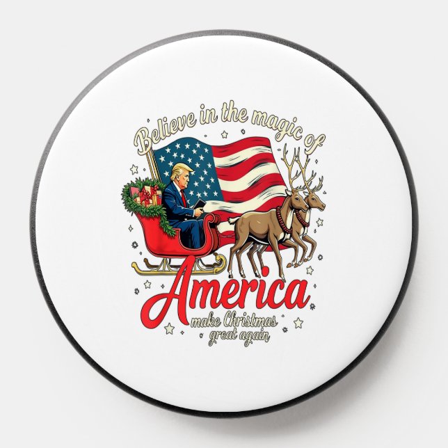 Believe in the Magic of America Make Christmas Gre PopSocket (Popsocket)