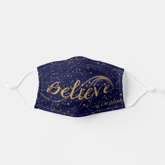 Believe in the magic of Christmas Adult Cloth Face Mask (Front, Unfolded)