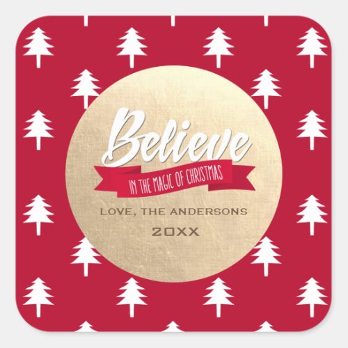 Believe in the Magic of Christmas Custom Square Sticker