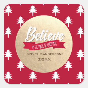 Believe in the Magic of Christmas Custom Square Sticker
