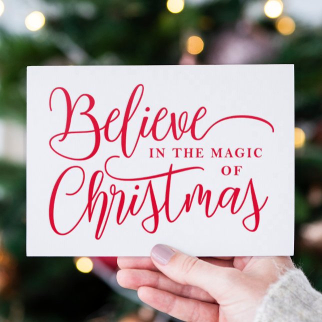 Believe in the magic of Christmas elegant Letterpress Photo Cards (Creator Uploaded)
