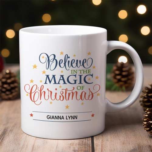 Believe in the Magic of Christmas Elegant Script Coffee Mug