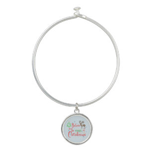 Believe In the Magic of Christmas Festive Holiday Bangle Bracelet