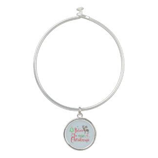 Believe In the Magic of Christmas Festive Holiday Bangle Bracelet