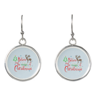 Believe In the Magic of Christmas Festive Holiday Earrings