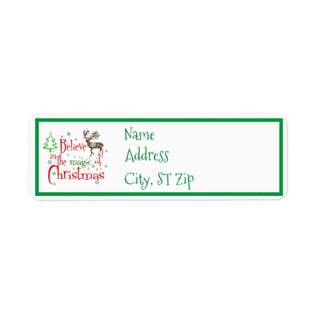 Believe in the Magic of Christmas Festive Holiday  Label (Front)