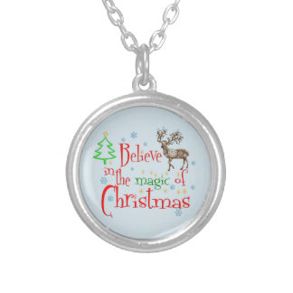 Believe In the Magic of Christmas Festive Holiday Silver Plated Necklace