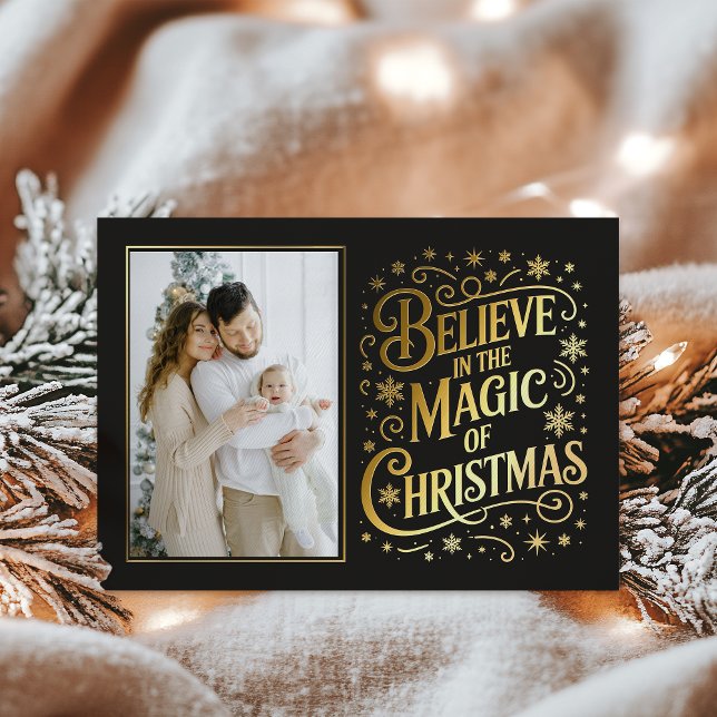 Believe In The Magic Of Christmas Foil Holiday Card (Creator Uploaded)