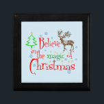 Believe In the Magic of Christmas Gift Box<br><div class="desc">Believe in the Magic of Christmas text with reindeer,  Christmas tree,  stars and snowflakes.</div>