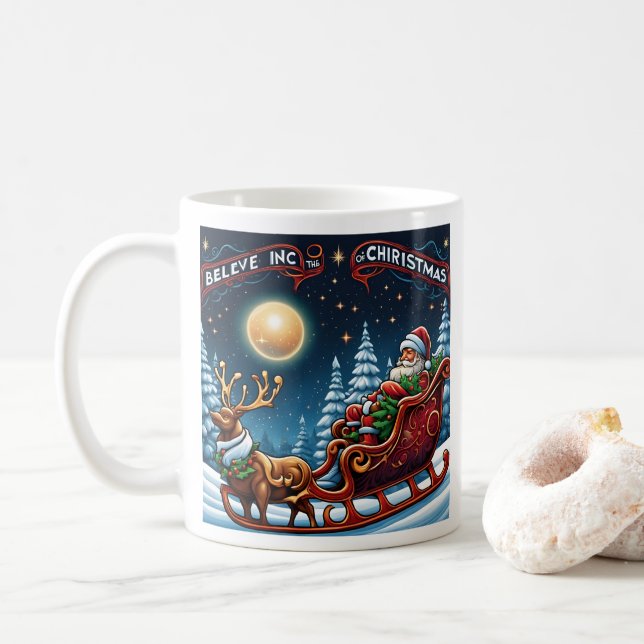 Believe in the Magic of Christmas Holiday Coffee Mug (With Donut)