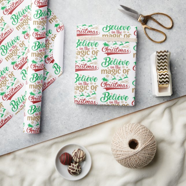 Believe In The Magic Of Christmas Holiday  Wrapping Paper (Crafts)