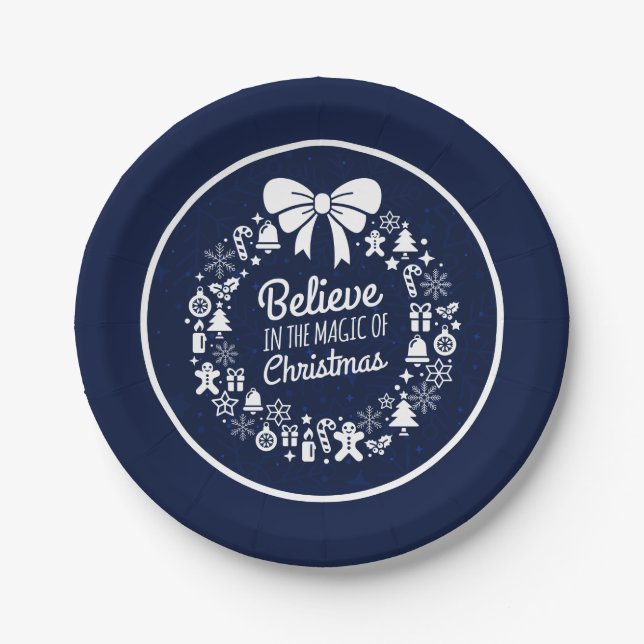 Believe In The Magic Of Christmas Icons Paper Plates (Front)
