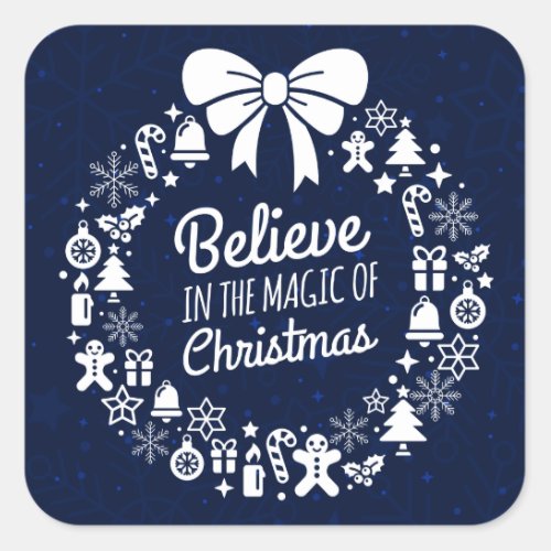 Believe In The Magic Of Christmas Icons Square Sticker