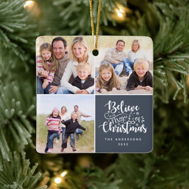 Believe in the Magic of Christmas Photo Ceramic Ornament (Tree)