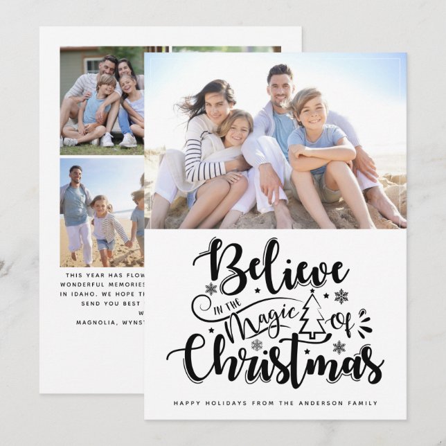 Believe in the Magic of Christmas Photo Holiday Ca (Front/Back)