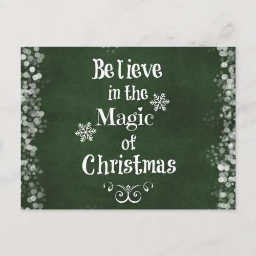 Believe in the magic of Christmas Quote Holiday Postcard