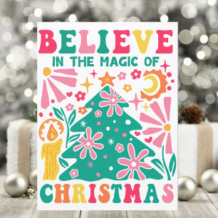 Believe in the magic of Christmas retro Holiday Card