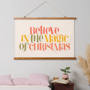 Believe in the Magic of Christmas - Retro Style Hanging Tapestry