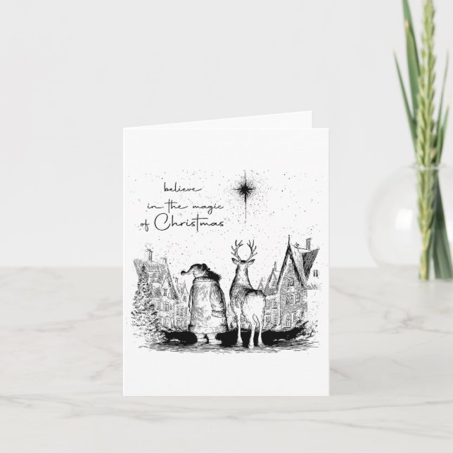 Believe In The Magic Of Christmas Santa Reindeer X Card (Front)