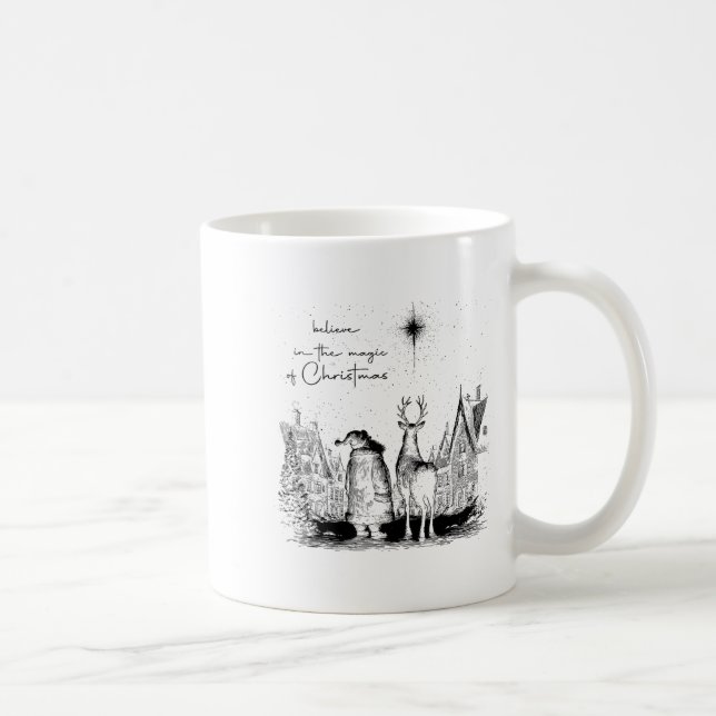 Believe In The Magic Of Christmas Santa Reindeer X Coffee Mug (Right)