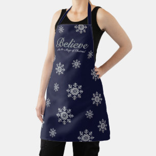 Believe in the Magic of Christmas Silver Glitter Apron