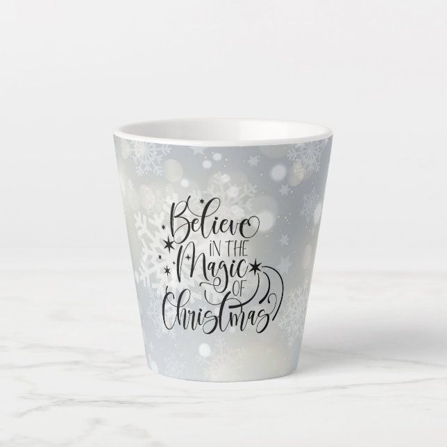 Believe In The Magic Of Christmas - Snowflake Latte Mug (Front)