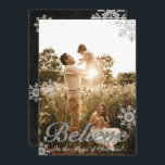Believe in the Magic of Christmas Snowflakes Photo Holiday Card<br><div class="desc">Add your photo to this beautiful silver glitter Believe in the Magic of Christmas with snowflakes Holiday card,  personalize messages and family names to make it extra special. 

Placeholder Photo credit: Jonathan Borba from Unsplash. Thank you!</div>