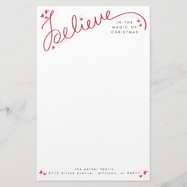 Believe in the Magic of Christmas Stationery (Front)