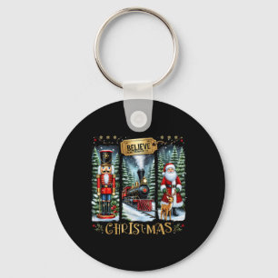 Believe In The Magic Of Christmas Train Nutcracker Keychain