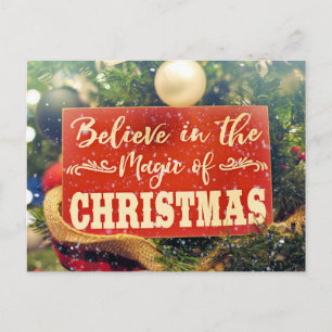 Believe in the Magic of Christmas Xmas TreeGraphic Postcard