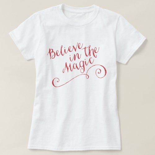 Believe in the Magic Red  Womens Basic T_Shirt