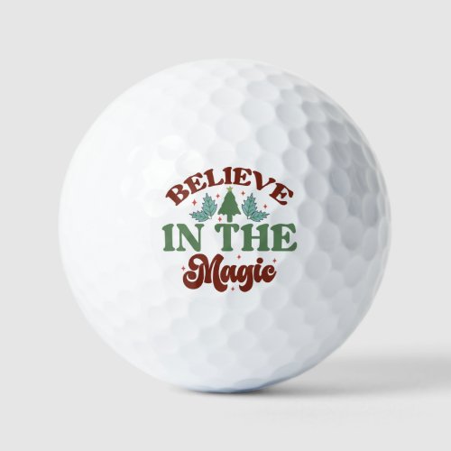 Believe in the magic Retro Christmas Holidays Golf Balls