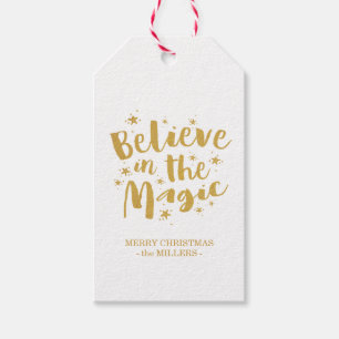Believe In The Magic Rustic Gold Christmas Gift Tags