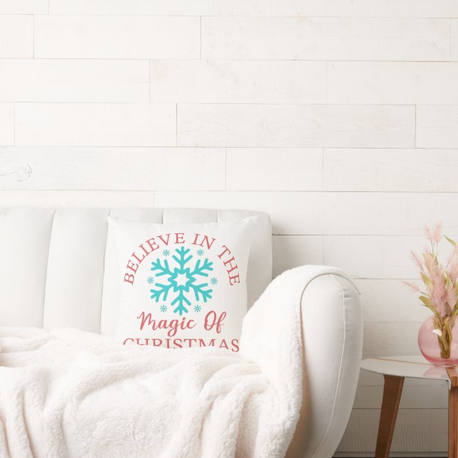 Believe in the Magic - Snowflake Throw Pillow (Couch)