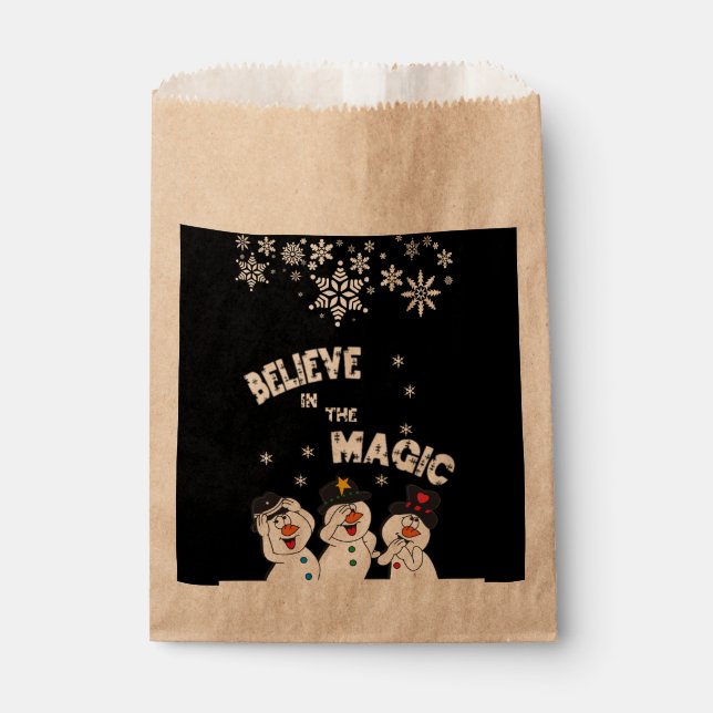 Believe in the Magic Snowmen Favor Bag (Front)
