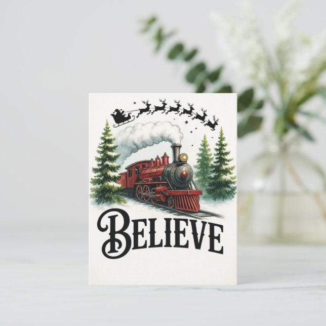 Believe in the Magic Train Holiday Card (Standing Front)