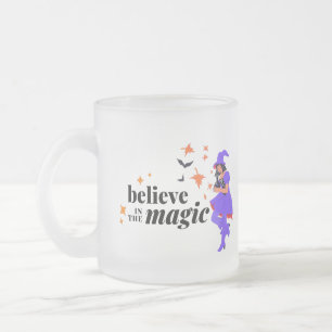 Believe in the Magic Witch Halloween Frosted Glass Coffee Mug