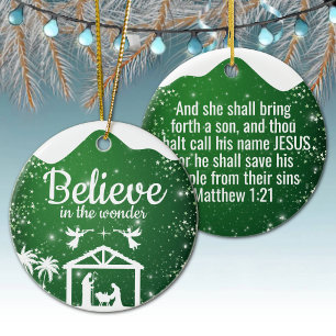 Believe in the wonder Manger Divine Passage ⛪️ 🎄 Ceramic Ornament