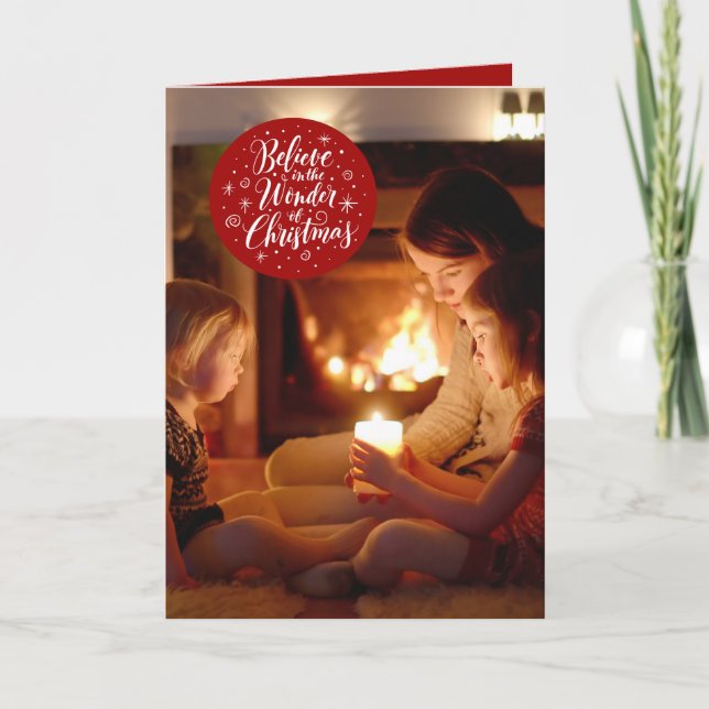 Believe in the Wonder of Christmas Custom Photo Holiday Card (Front)