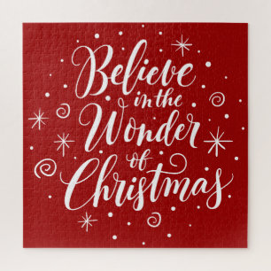 Believe in the Wonder of Christmas Lettering Jesus Jigsaw Puzzle