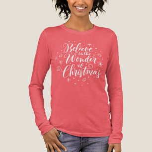 Believe in the Wonder of Christmas Lettering Pink  Tri-Blend Shirt