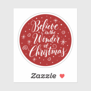 Believe in the Wonder of Christmas Lettering Round Sticker
