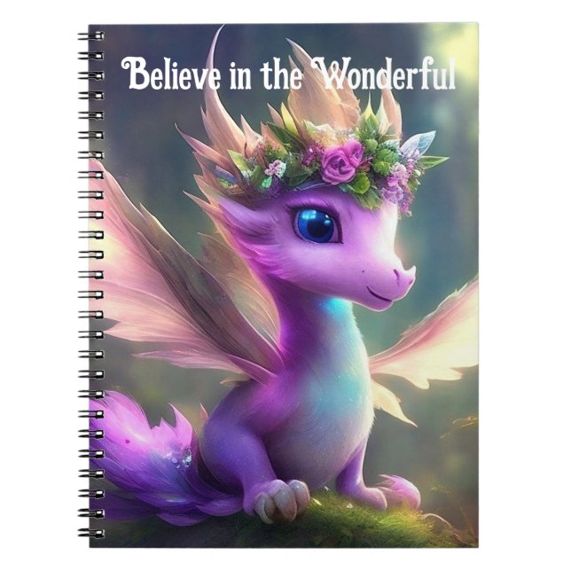Believe in the Wonderful - Purple Fairy Dragon Notebook (Front)