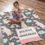 Believe in Unicorns Blue and Pink Girl Pattern Kid Fleece Blanket