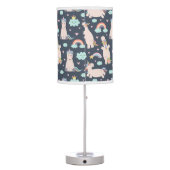 Believe in Unicorns Blue and Pink Girl Pattern Kid Table Lamp (Back)