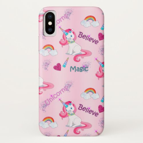 Believe in Unicorns Magical Pink iPhone X Case